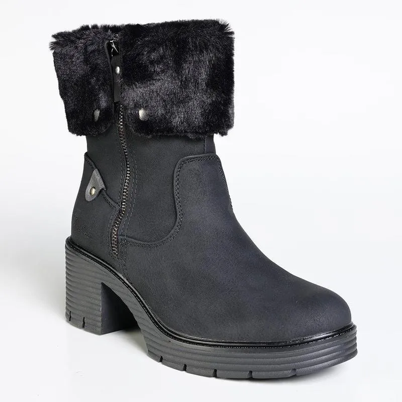 Pierre Cardin Dente Beige Fur Boot - Black Rough Walk Traction Enhanced Base