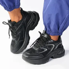 Madison Toni Chunky Sneaker - Black Grid Traction System Flexible