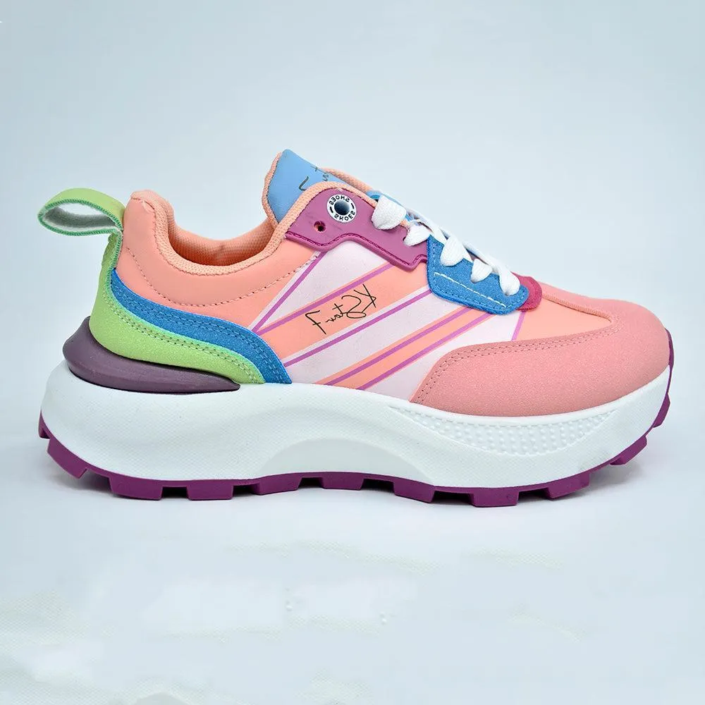 K-STAR 7 Poppy Sneaker - Pink/Green Multi Flexible Grooves