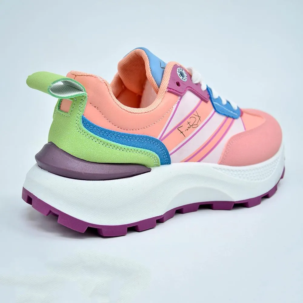 Airy Feel K-STAR 7 Poppy Sneaker - Pink/Green Multi