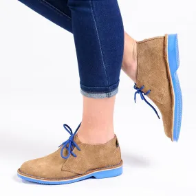Daily Comfort Low Ankle Style Veldskoen Leather Traditional Heritage J Bay - Blue Sole / Grain Suede