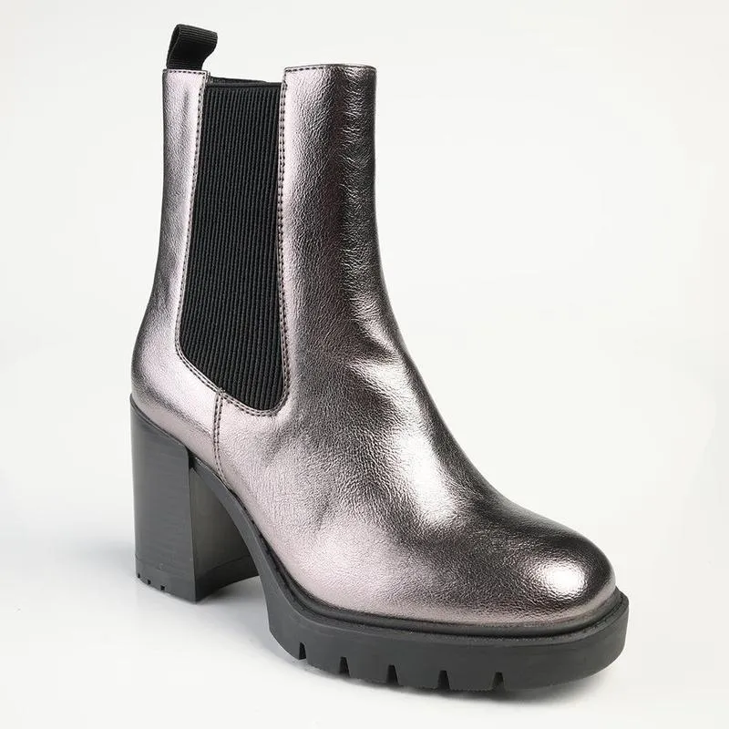 quick-drying Madison Jones Chelsea Block Heel Boot - Pewter