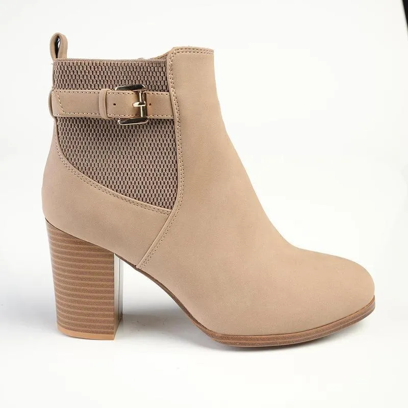 Madison Johnda Ankle Gusset Boot - Nude Luggage Ready