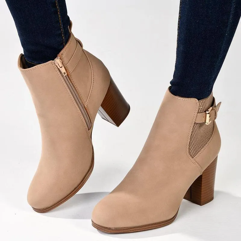 Madison Johnda Ankle Gusset Boot - Nude Traction Lug Pattern