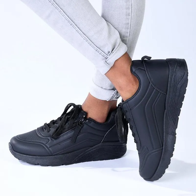 Madison Ladies Side Zip Detailed Sneaker - Black Mono Breathable panel