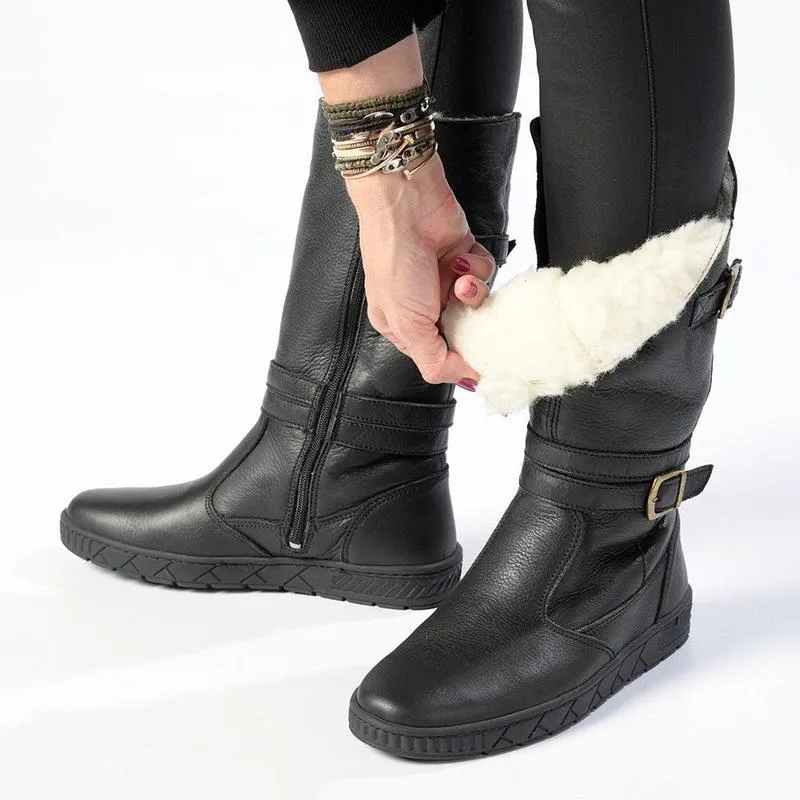 Tsonga Shakawe Military Leather Boot - Black Flexible Frame Rainy Day Commuter