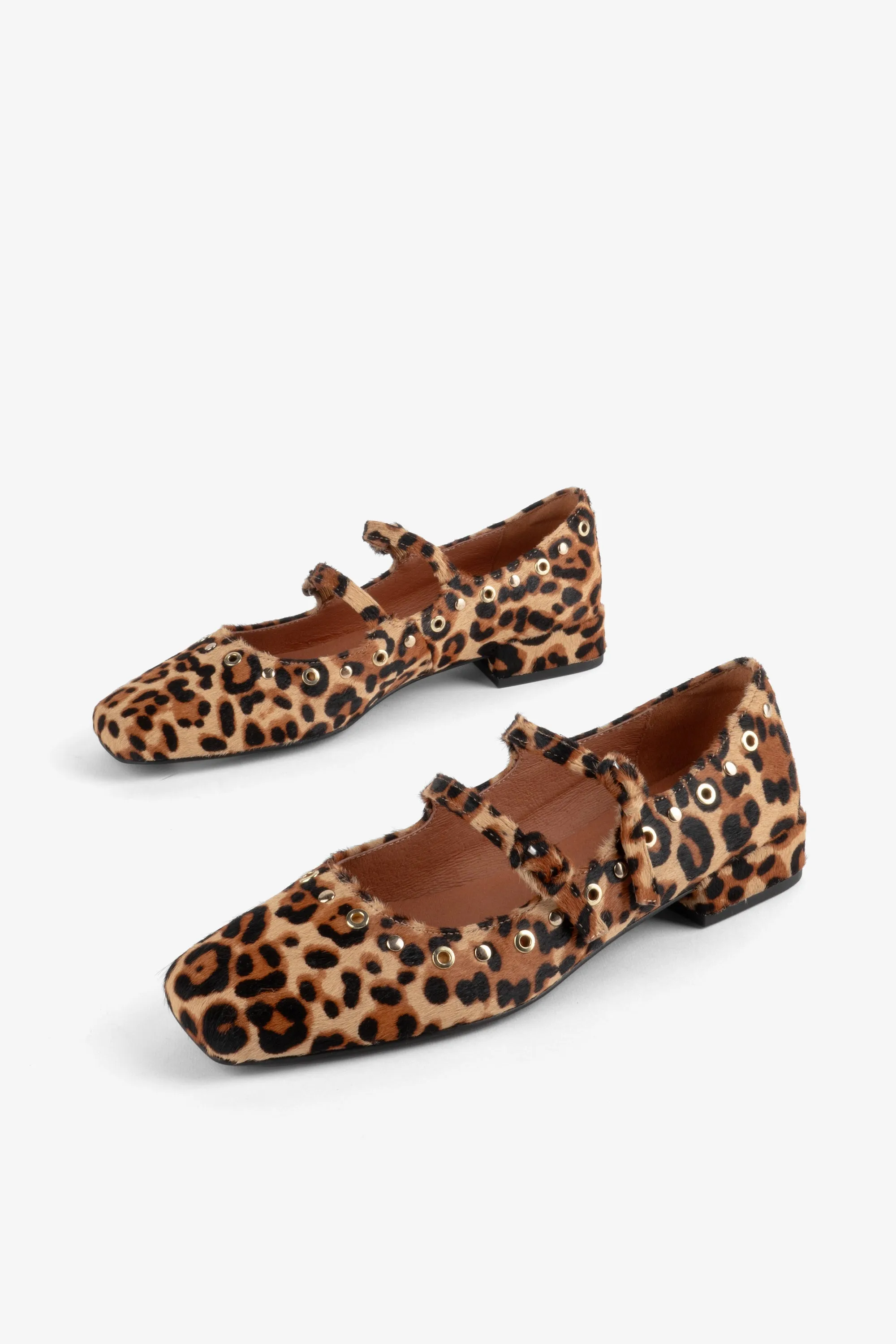 Venezuela Double Strap Cowhide Mary Jane - Leopard Soft midsole evening