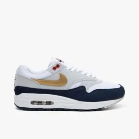 Microperforated Vamp Power Moves Nike Air Max 1 Obsidian / Metallic Gold - White