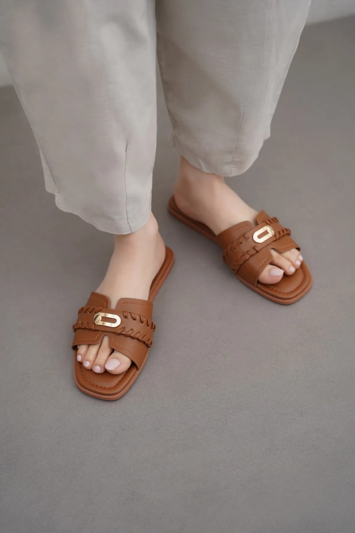 padded sole multi-color WHIPSTITCH SLIDES