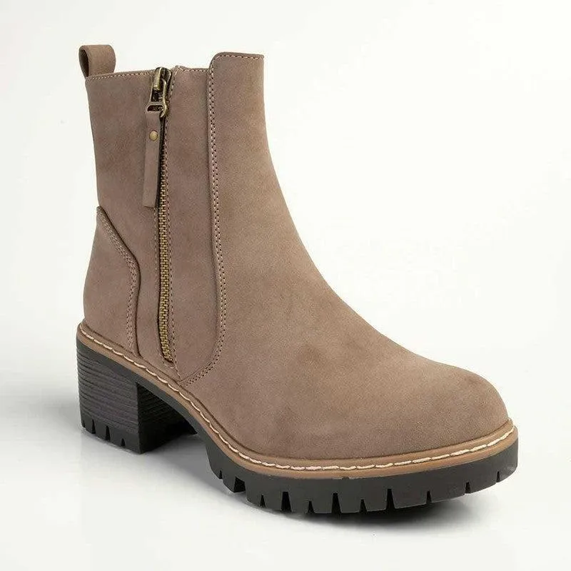 Stylish Protection Madison Florence Suede Side Zip Boot - Taupe