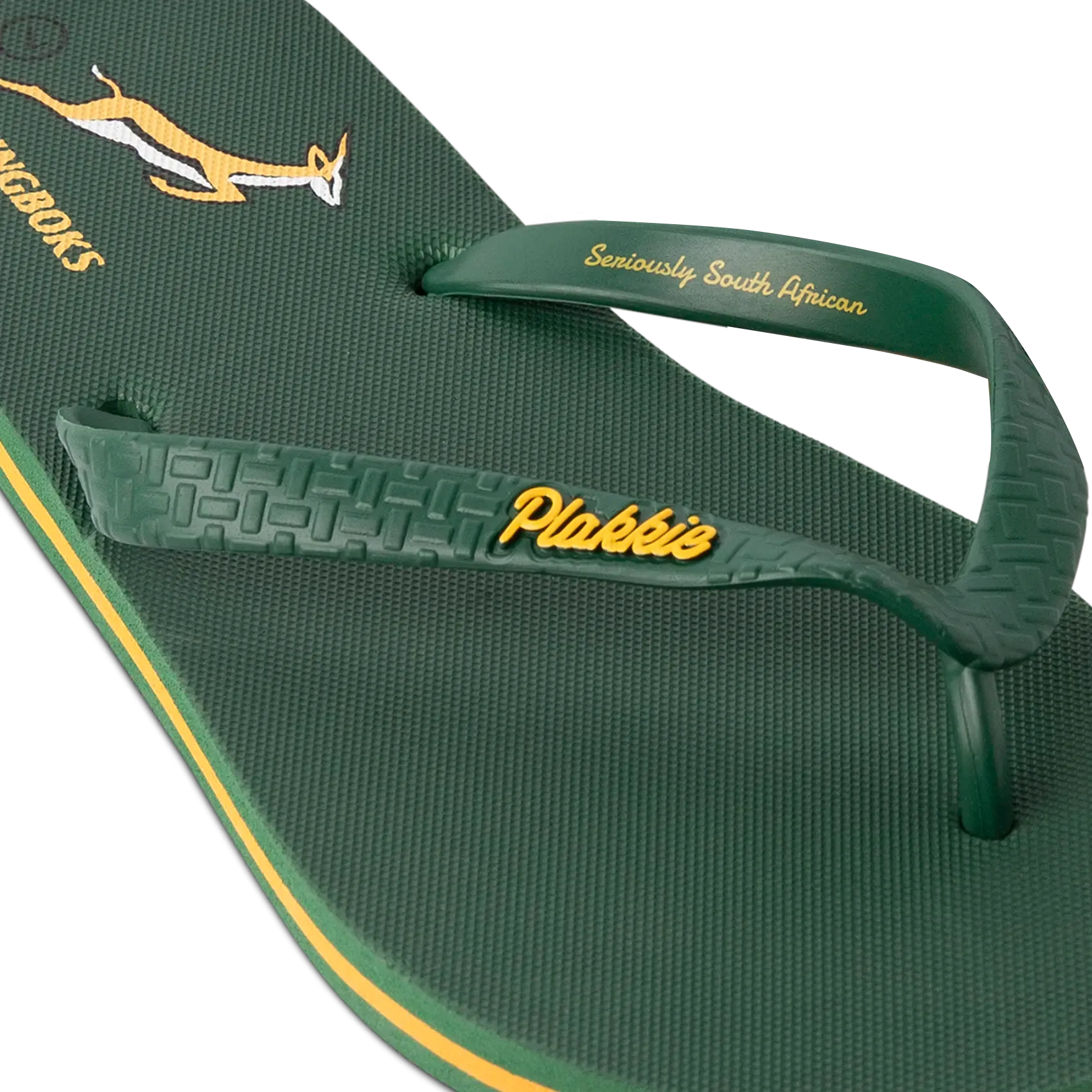Padded Interior Night Travel Plakkie Springbok (Green and Yellow)