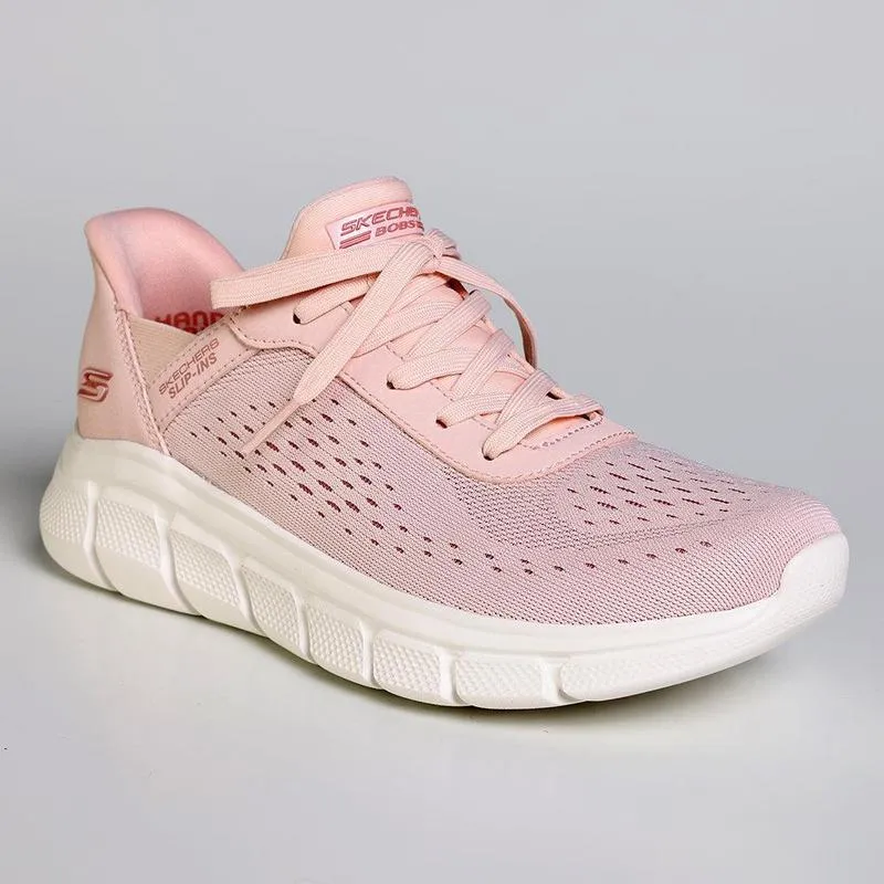 Skechers Bobs B Flex Sports Sneaker - Light Pink Secure Style Reinforced Collar Padding